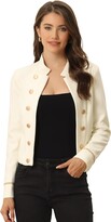 Thumbnail for your product : Allegra K Women's 1960s Vintage Steampunk Open Front Button Decor Casual Jacket Black XL