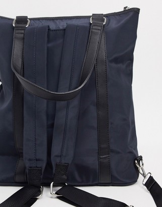 Pieces nylon backpack and shoulder bag in navy