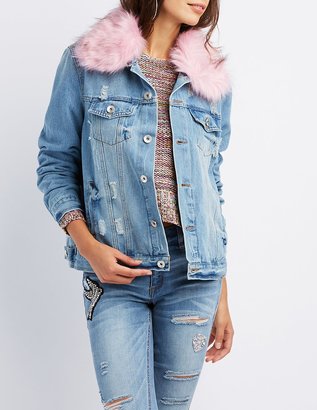 Charlotte Russe Faux Fur-Trim Denim Jacket
