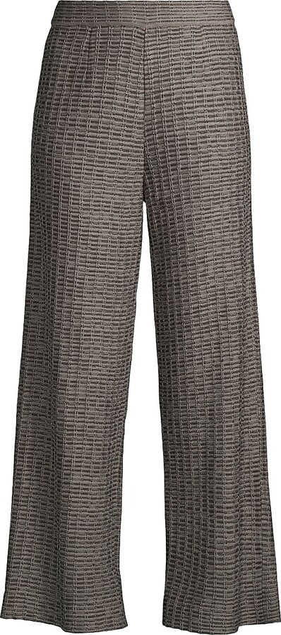 Women's Wide-Leg Tweed Pants - Mink Black New Ivory - Size Medium