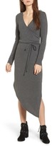 Thumbnail for your product : One Clothing Women's Ribbed Knit Asymmetrical Wrap Midi Dress