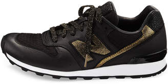 New Balance Embossed Leather Sneaker, Black/Gold