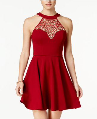 B. Darlin Juniors' Embellished Illusion Fit & Flare Dress, a Macy's Exclusive Style