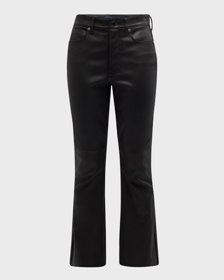 Veronica Beard Carson Leather High-Rise Ankle Flare Jeans