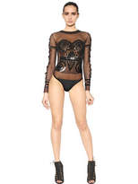 Thumbnail for your product : Amen Embellished Stretch Tulle Bodysuit