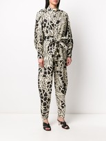 Thumbnail for your product : Alberta Ferretti Animal Print Belted Shirt Jumpsuit