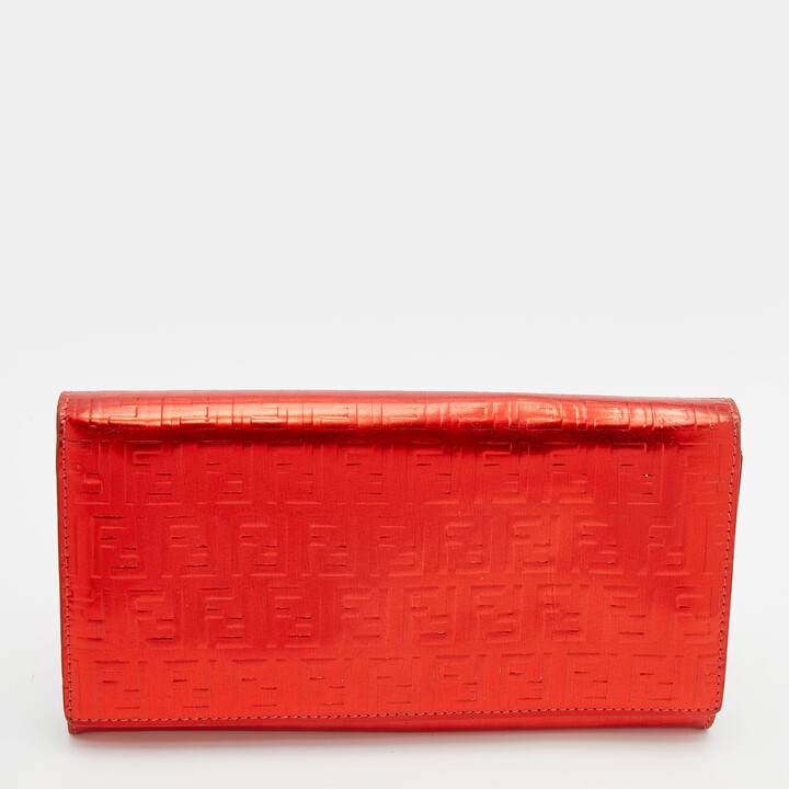 Fendi Red Patent Leather Fendilicious Continental Wallet Fendi