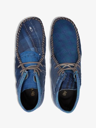 By Walid Blue Anka Patchwork Moccasin Boots