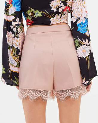 Missguided Lace Hem Tailored Shorts