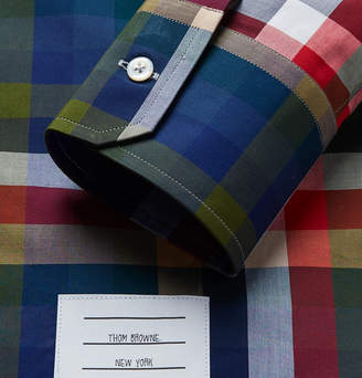 Thom Browne Slim-fit Button-down Collar Checked Cotton-poplin Shirt - Blue
