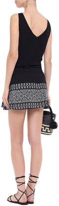 SUNDRESS Indiana Embroidered Crinkled Cotton-gauze Mini Skirt