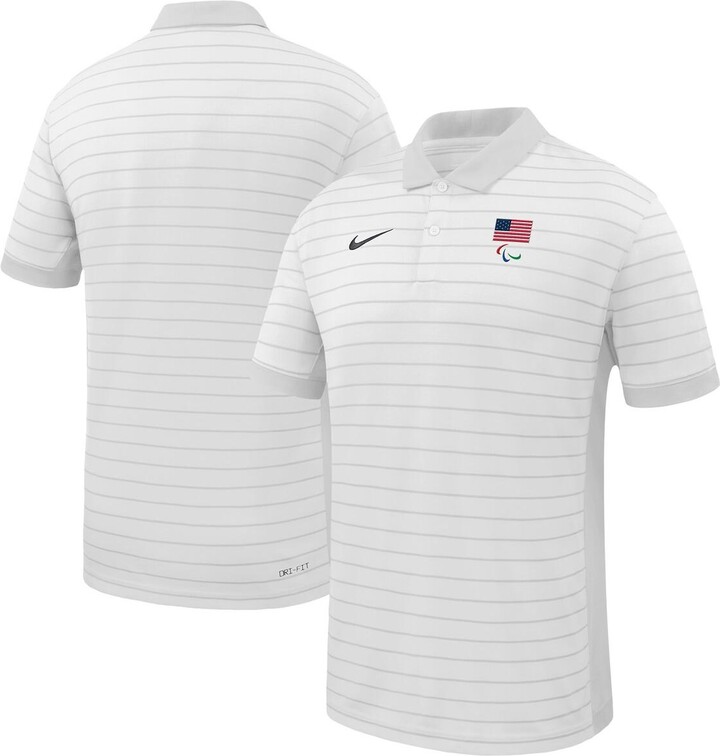 Nike Men's White U.s. Paralympics Team Victory Stripe Performance Polo Shirt
