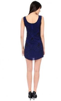 Phoebe Couture Beaded Cocktail in Navy