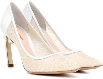 Nicholas Kirkwood Mira Pearl lace and leather pumps - ShopStyle