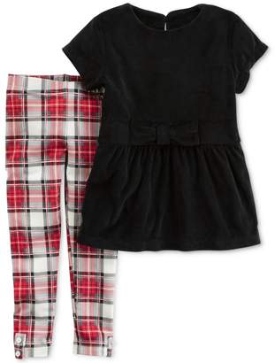 Carter's 2-Pc. Velour Top and Plaid Leggings Set, Baby Girls