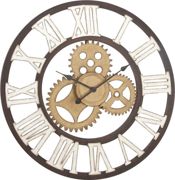 Peyton Lane Industrial Round Brown Metal Wall Clock ShopStyle