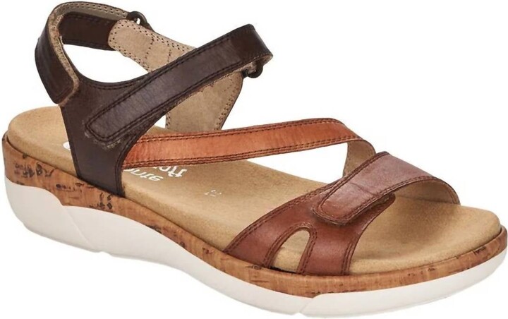 Remonte Women's Velcro Strap Sandals In Brown Multi