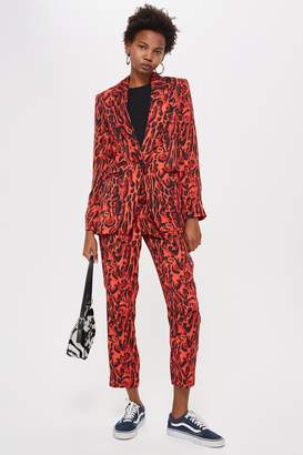 Topshop Red Leopard Suit Trousers - ShopStyle Pants