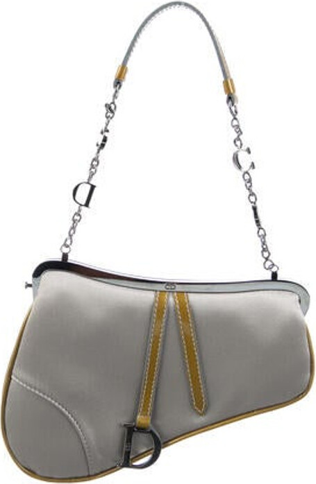 White leather Christian Dior Saddle bag with silver-tone hardware