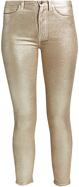 womens gold metallic jeans