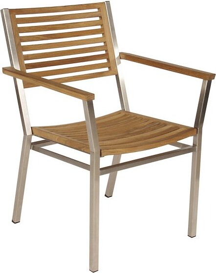Barlow Tyrie Equinox Teak Outdoor Dining Armchair in Silver