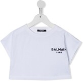 Thumbnail for your product : Balmain Kids logo-print cropped T-shirt