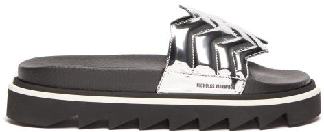 womens silver sliders