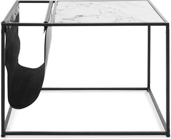 Click Décor WilsonMagazineStorageEndTableWhite-ClickDecor:SleekSideTablewithMagazineRack,DurableMarblePrintTop