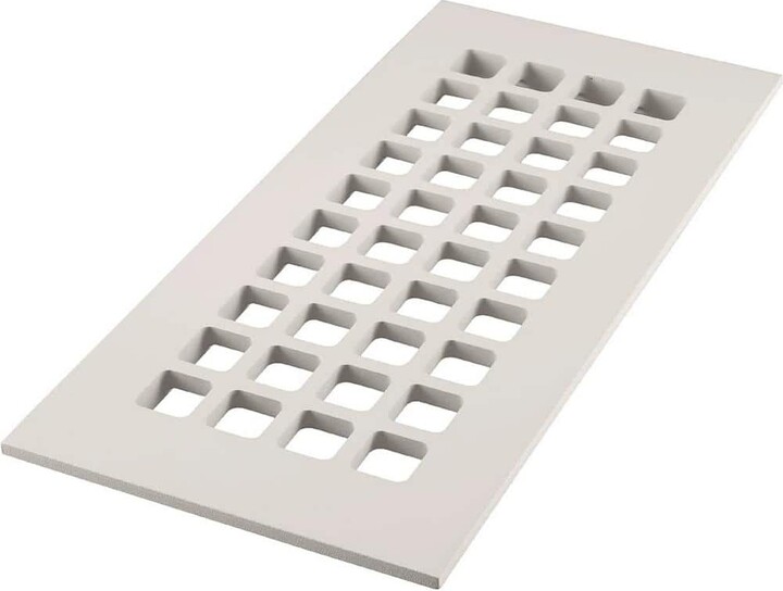 Reggio Registers Square Series 10 in. x 4 in. White Aluminum Grille Vent Cover for Home Floors Without Mounting Holes