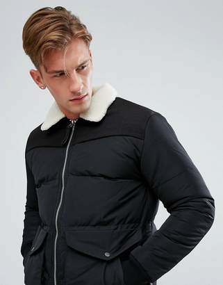 Bellfield Padded Jacket With Borg Collar
