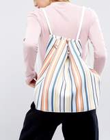 Thumbnail for your product : ASOS LIFESTYLE Striped Scuba Drawstring Beach Backpack