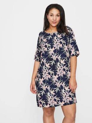 Junarose Straight Fit Printed Dress in Navy Blue Size 22