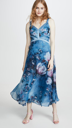 Marchesa Sleeveless Organza Gown with 3D Flowers