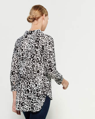 Grand & Greene Grey & Black Long Sleeve Cheetah Print Shirt