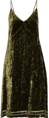 R 13 Satin-trimmed crushed-velvet slip dress