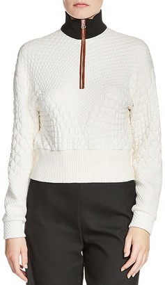 Maje Tolly Textured Zip Sweater