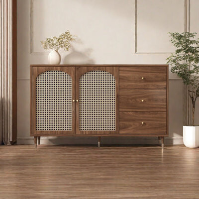 Atta Avenue Vintage Rattan Cabinet Door Accent Cabinet