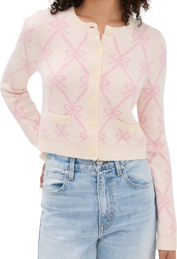 LoveShackFancy Veronika Crew Cardigan In Milk Rose
