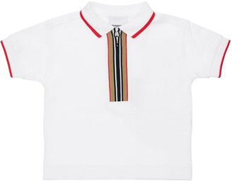 Burberry Cotton Piqué Polo Shirt W/ Icon Stripe