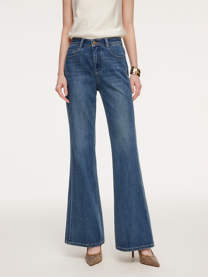 GOELIA [Preview] Lyocell Blend Four-Way Stretch Women Flared Jeans - Mid Denim / 25
