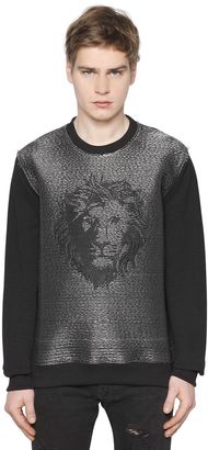 Versus Lion Lurex Embroidered Cotton Sweatshirt