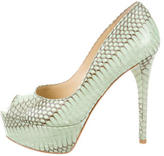Thumbnail for your product : Brian Atwood Snakeskin Peep-Toe Pumps