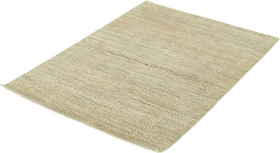 Isabelline One-of-a-Kind Azaireyah Hand-Knotted New Age Gabbeh Beige 4'1" x 5'10" Wool Area Rug