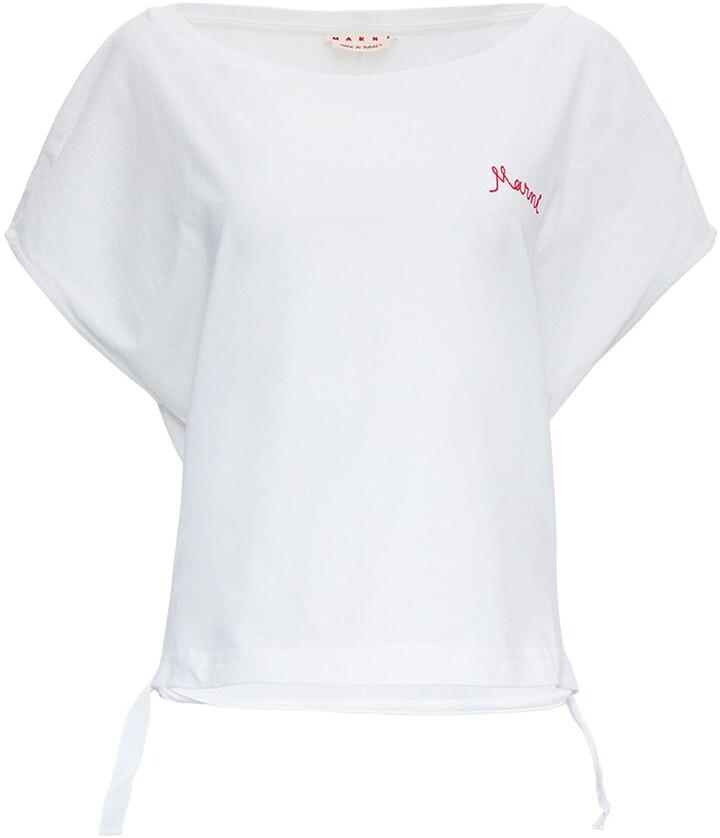 Marni embroidered logo T-shirt - ShopStyle
