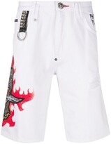 Thumbnail for your product : Philipp Plein Denim Embroidered Dog Shorts