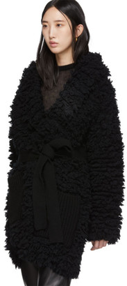 Alanui Black Faux-Fur Stitches Coat