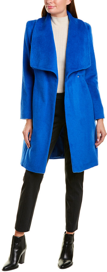 cole haan blue wrap coat