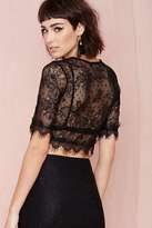 Thumbnail for your product : Nasty Gal Factory Wink Back Lace Crop Tee