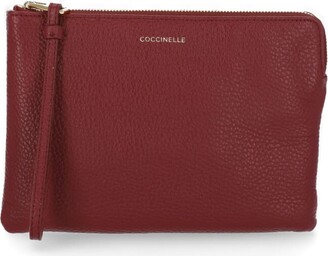 Coccinelle Malta - Metallic soft mini purse in coral red 90
