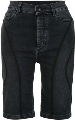 womens white denim knee length shorts